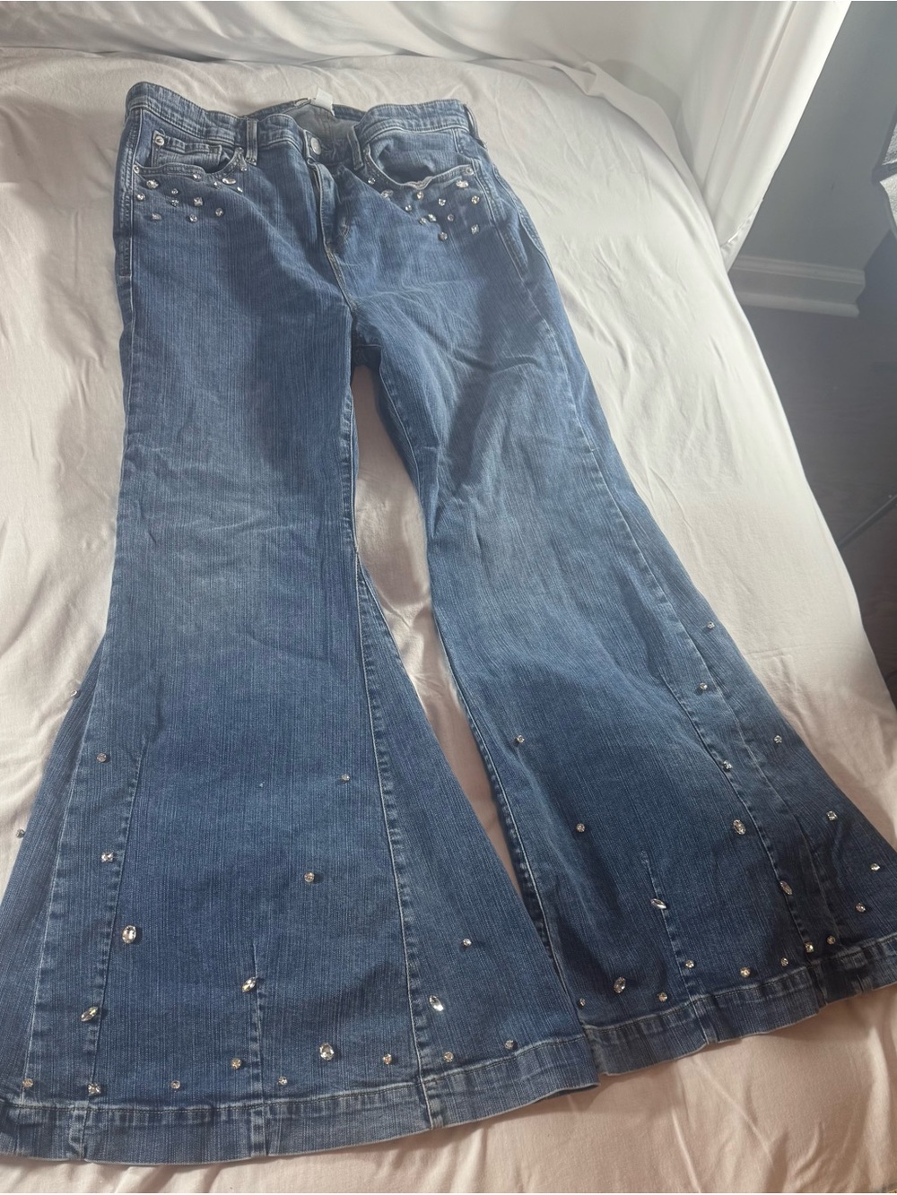 Torrid Festi Embellished Sky-high Super Flare Jeans Size 16 T Tall Y2K BOHO